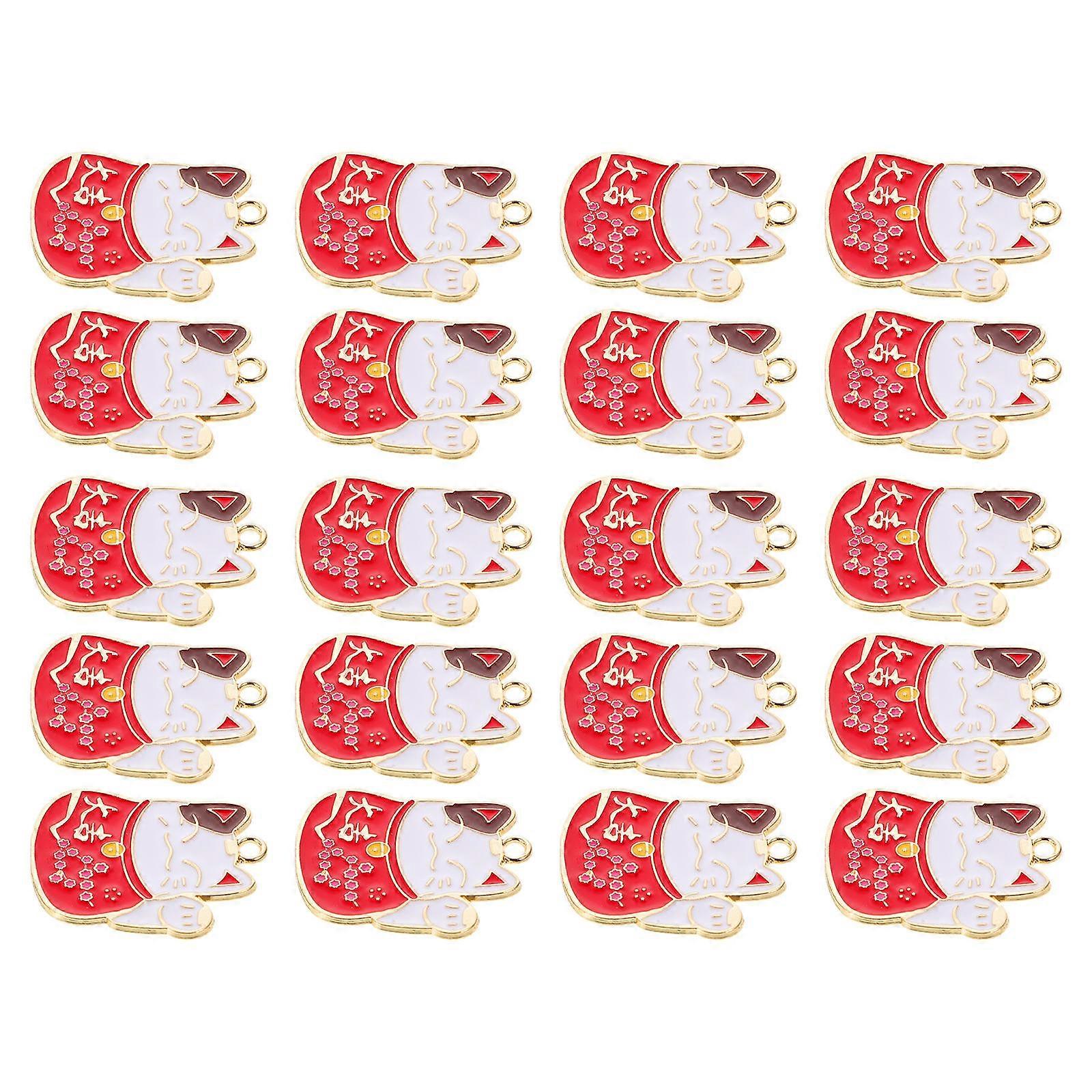 Keychain Making Charm 20Pcs Cat Shape Keychain Accessory For Friends Gift Giving Red Color Made Of Sturdy Alloy Material