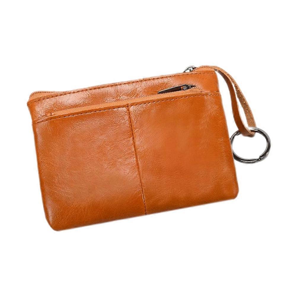 Retro Zipper Wallet Compact Wallet For School Daily Use Light Brown 1Pcs