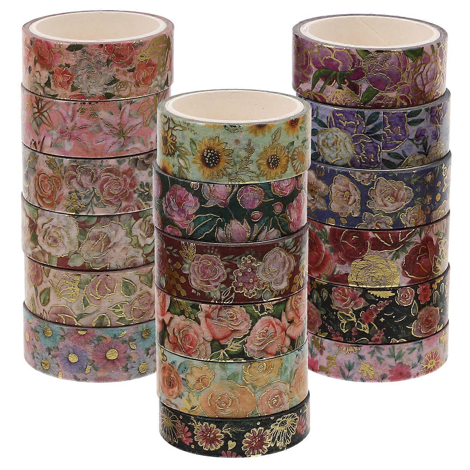Flower Pattern Washi Tape 18 Rolls Decorative Craft Supplies For Students Colorful DIY Crafting