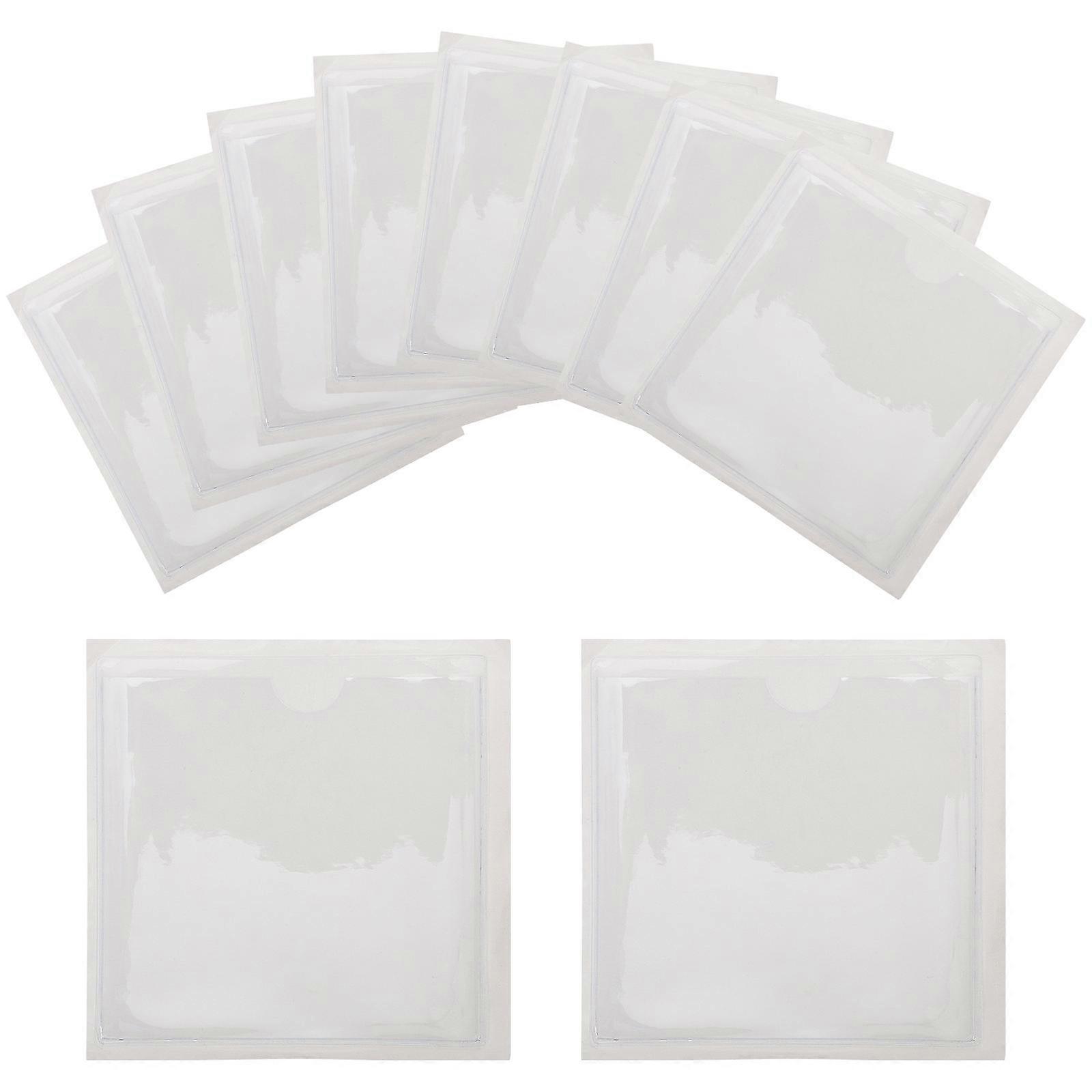 Transparent Adhesive Label Holders with Semi Circular Opening, Durable PVC Index Card Pockets, Reusable Clear Sleeves for ID, Credit, and Loyalty