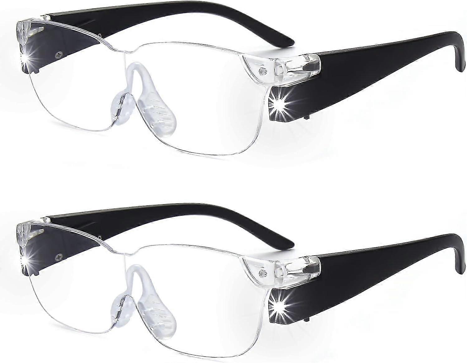 2-pack Hands-free Lighted Magnifier, 160% Illuminated Magnifier, Great For Reading, Close Work And Crafts