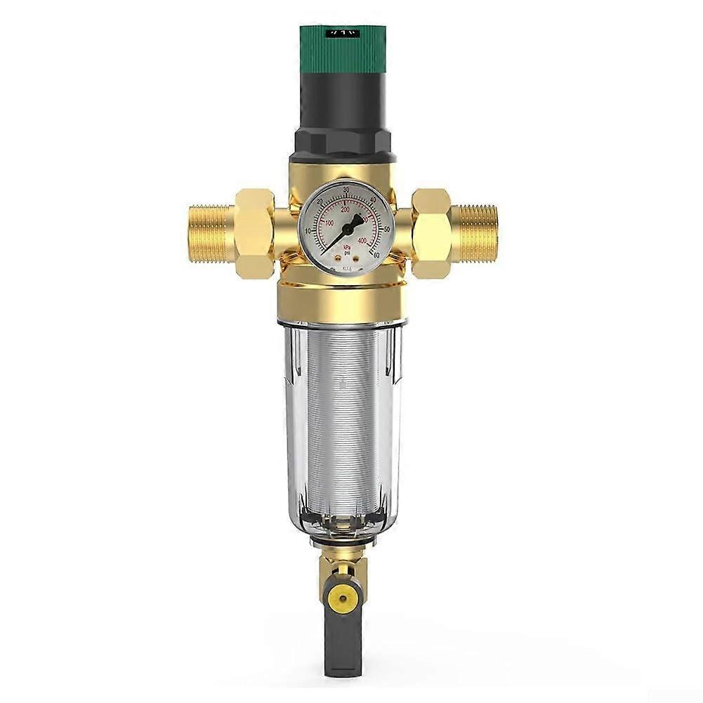 Pressure reducing valve with backwash filter and pressure gauge for household use (DN15)