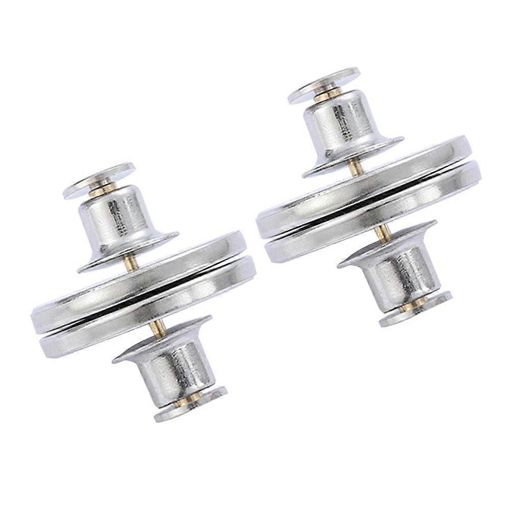 Round Metal Buttons 2 Pairs for Home Use Sewing Shop Decorative Buttons in Silver
