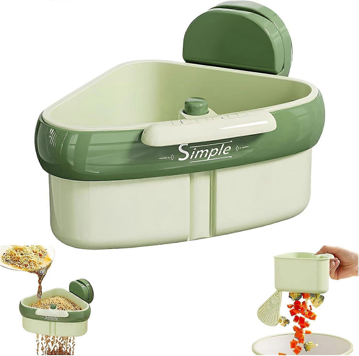 Sink Strainer Basket, 2025 New Upgraded Suction Cup Press Sink Drainer Basket, Automatic Dumping Sink Strainer Basket, Corner Sink Trash Catcher for F