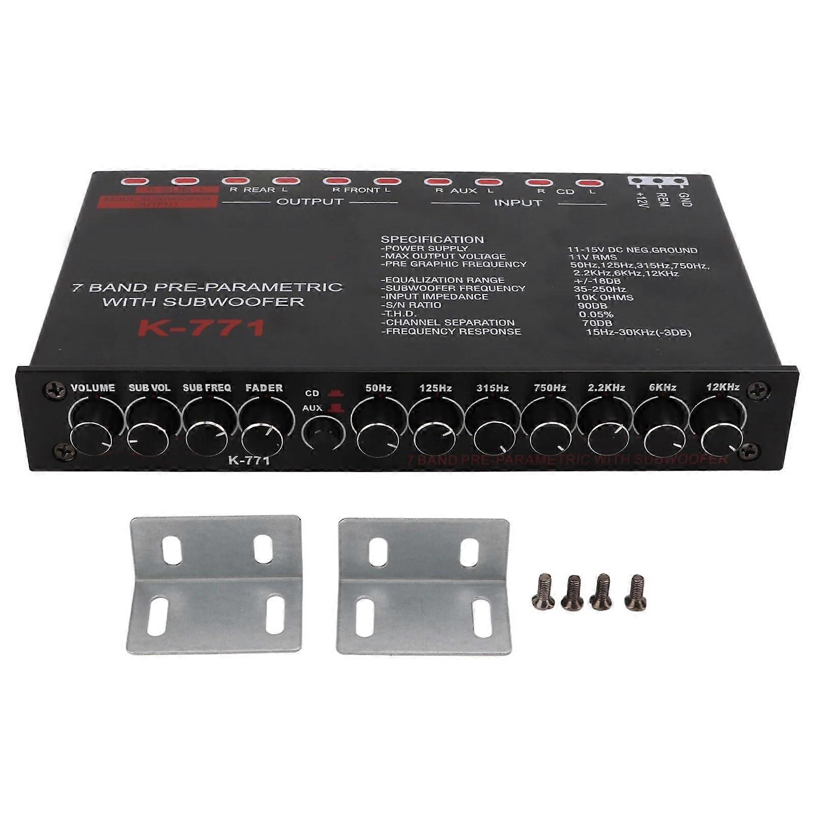 Car audio equalizer with precise frequency control and easy installation, suitable for audiophiles and enthusiasts.