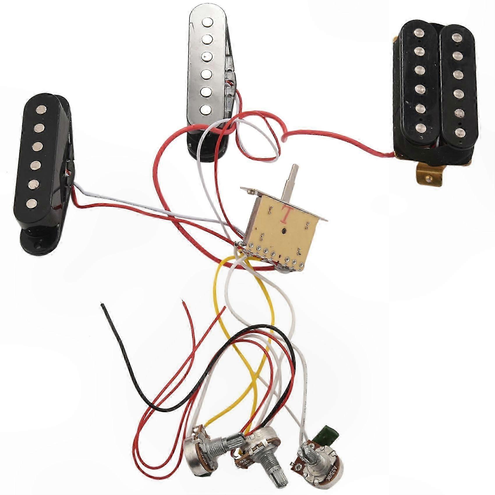 Pre-Wired Guitar Pickup System with 5-Way Switch and 2T1V Controls for Electric Guitars SSH Configuration