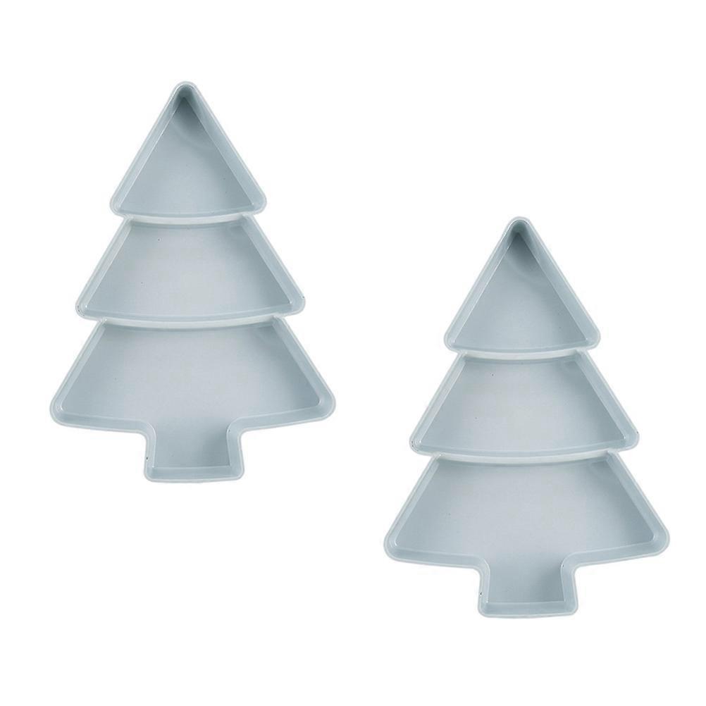 Snack Plate Christmas Tree Shape for Sky-Blue 2Pcs