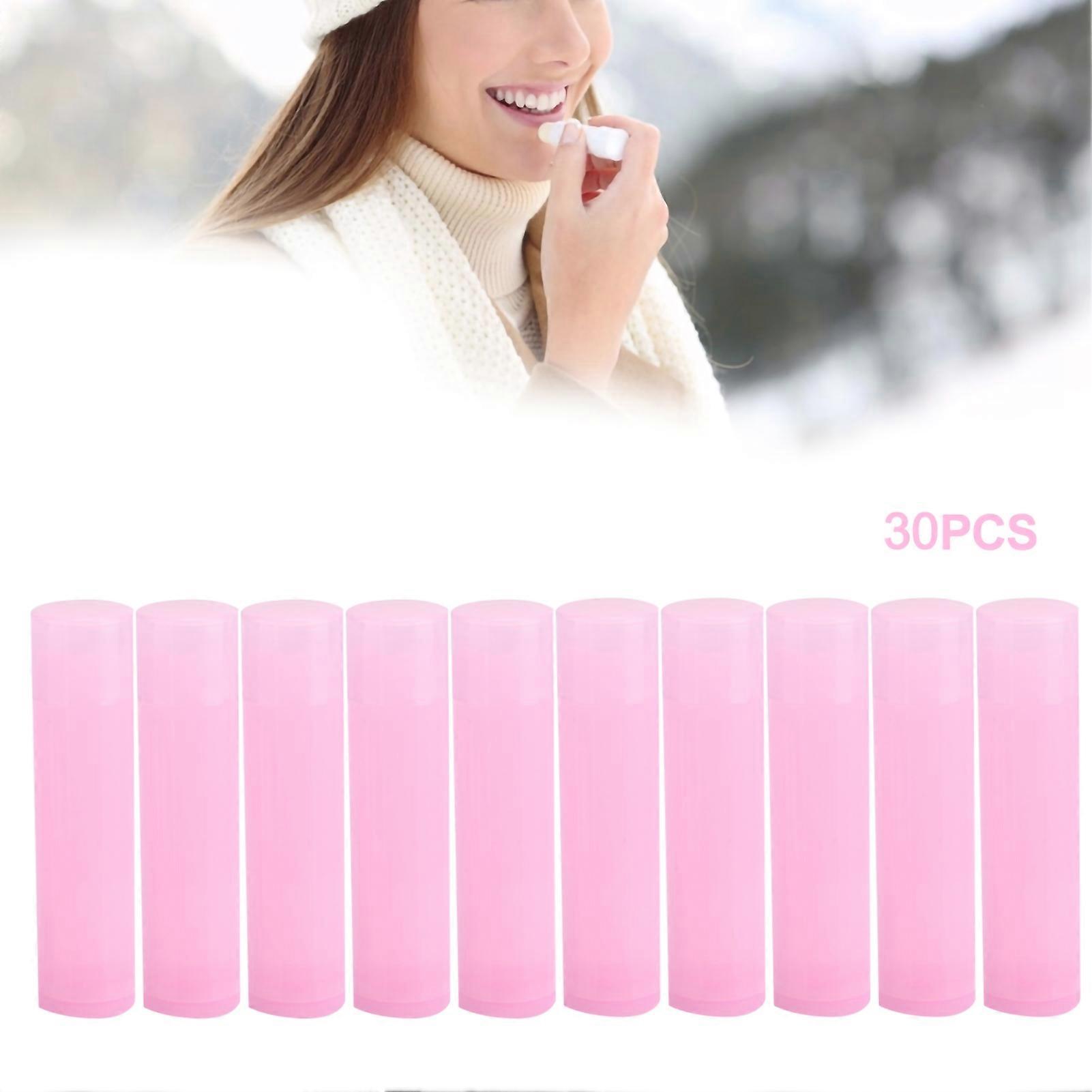 30pcs Pink 5ml 4.2g Round Empty Lipstick Tubes Refillable Case