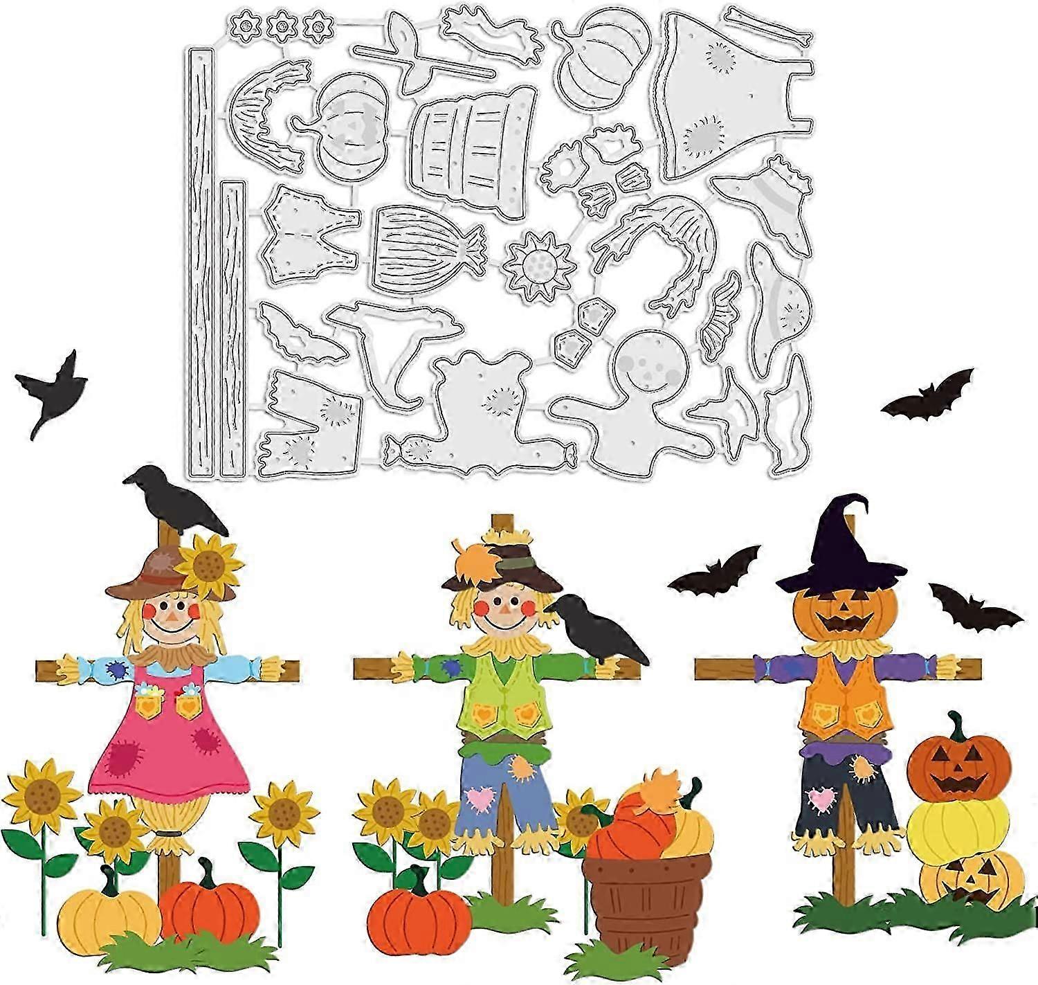 Gresskar Fugleskremsel Stans, Høstblader Pregemal Form Solsikke og Fugler Karbonstål Stanssett for Scrapbooking Thanksgiving Day Halloween C