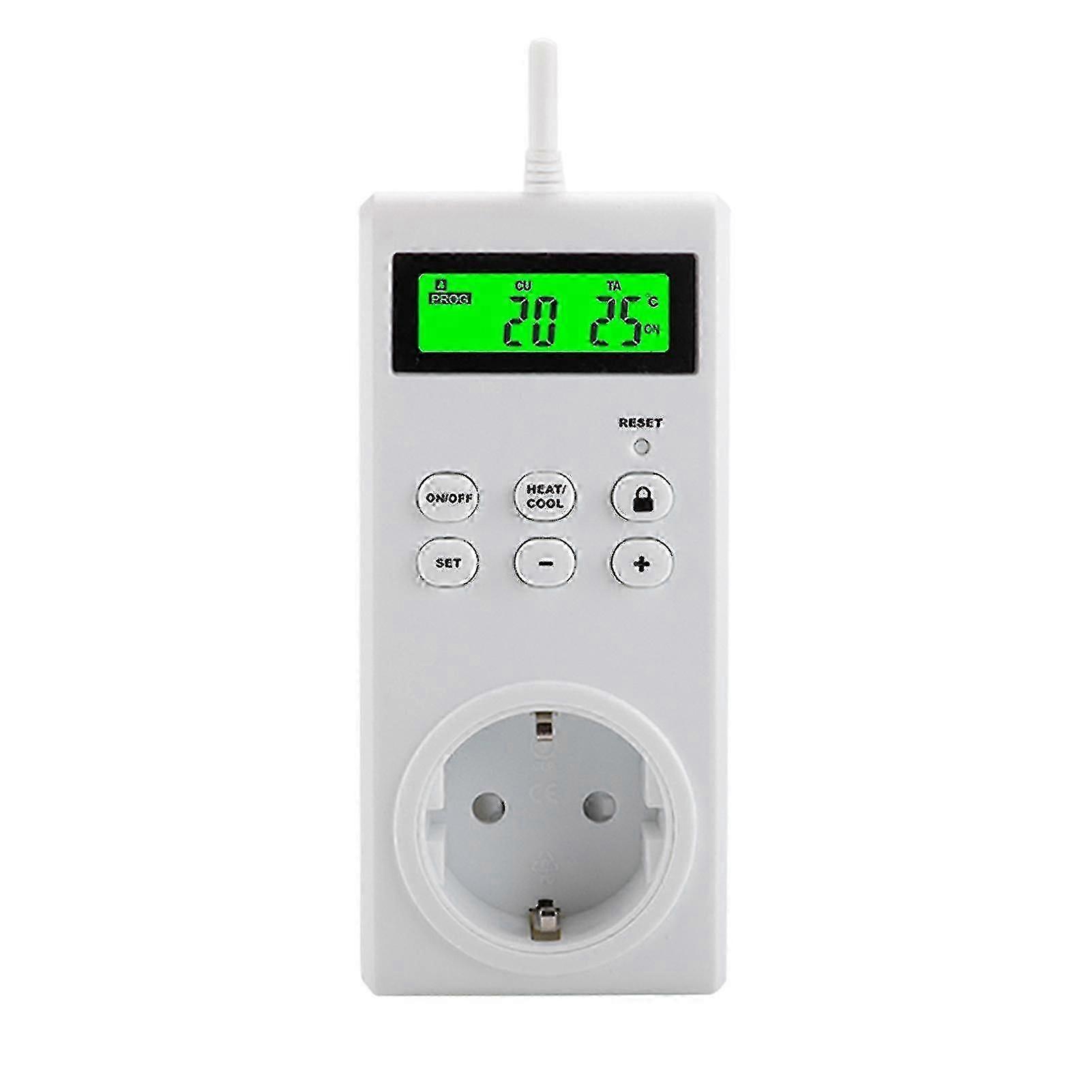 Plug-in Thermostat Programmable Wireless Temperature Controlled Outlet Heating & Cooling Mode Built-in Temperature Sensor With Lcd Backlight Digital D