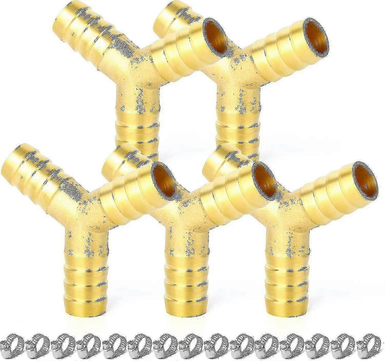 5 stk 10 mm messing slange modhage tee, 3-vejs Y-formet rørfitting til vandbrændstof luftledningsforbindelser