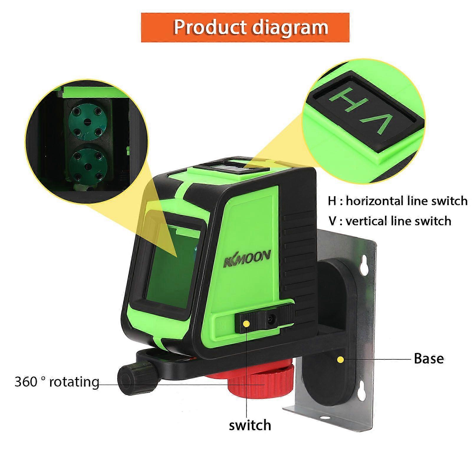 KKmoon Multifunktionales 2-Linien-Laser-Level-Large-Window-Nivellierwerkzeug mit Sound-Alarm-Funktion