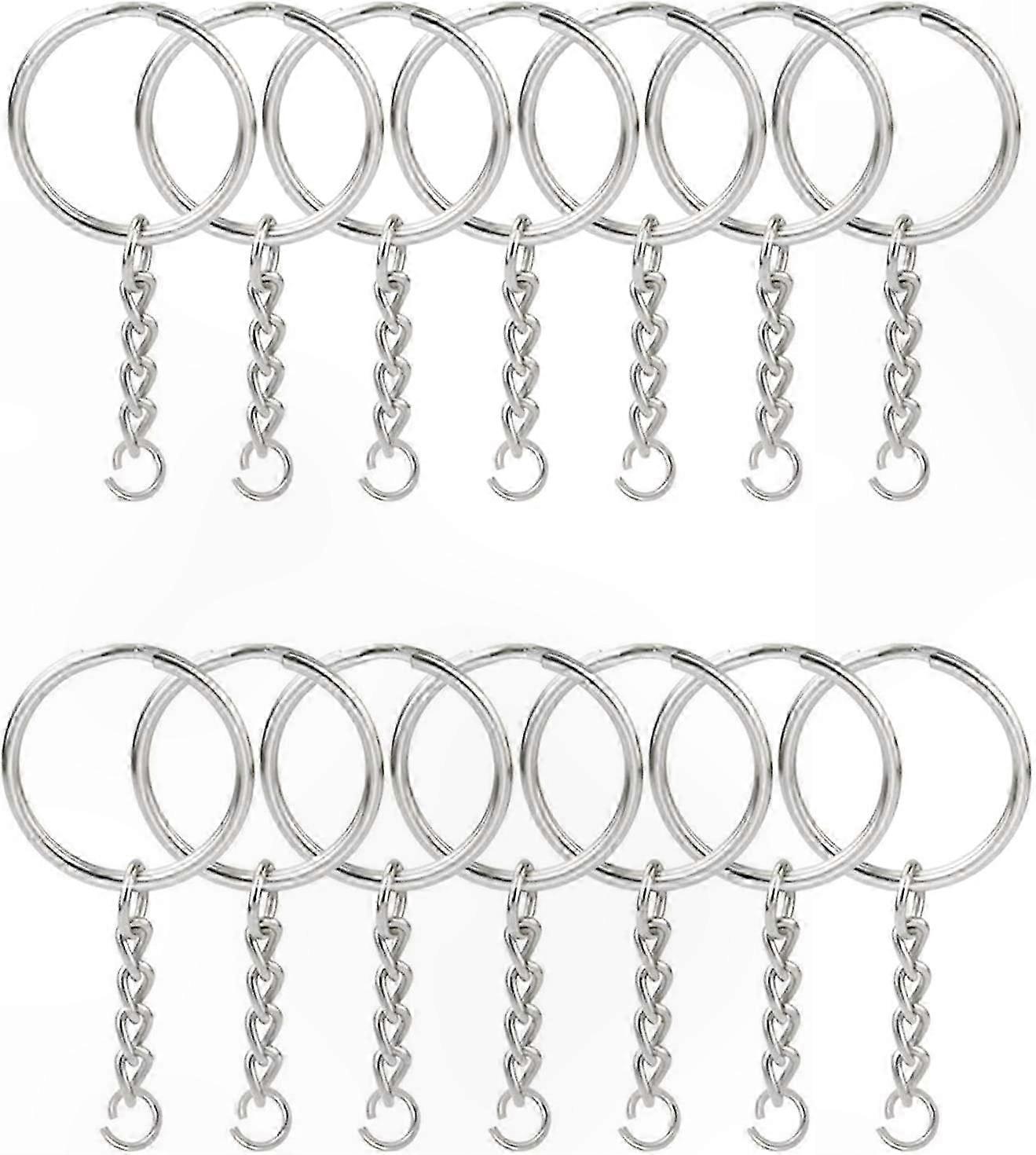 Silver Metal Key Ring Set with Chain, 100PCS 1-Inch Split Rings and Connectors for Crafting and DIY Projects