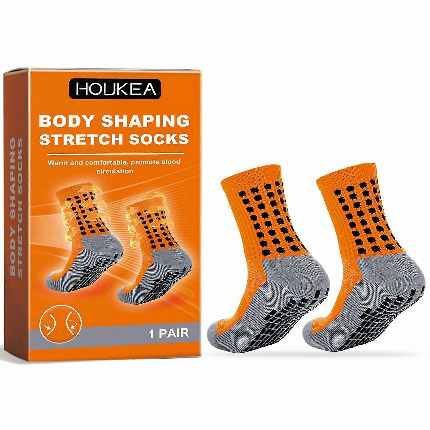 1-6x HOUKEA HK-A07-0002-01 Non Slip Mid Calf Sports Socks Dots Design Breathable Foot Care Socks