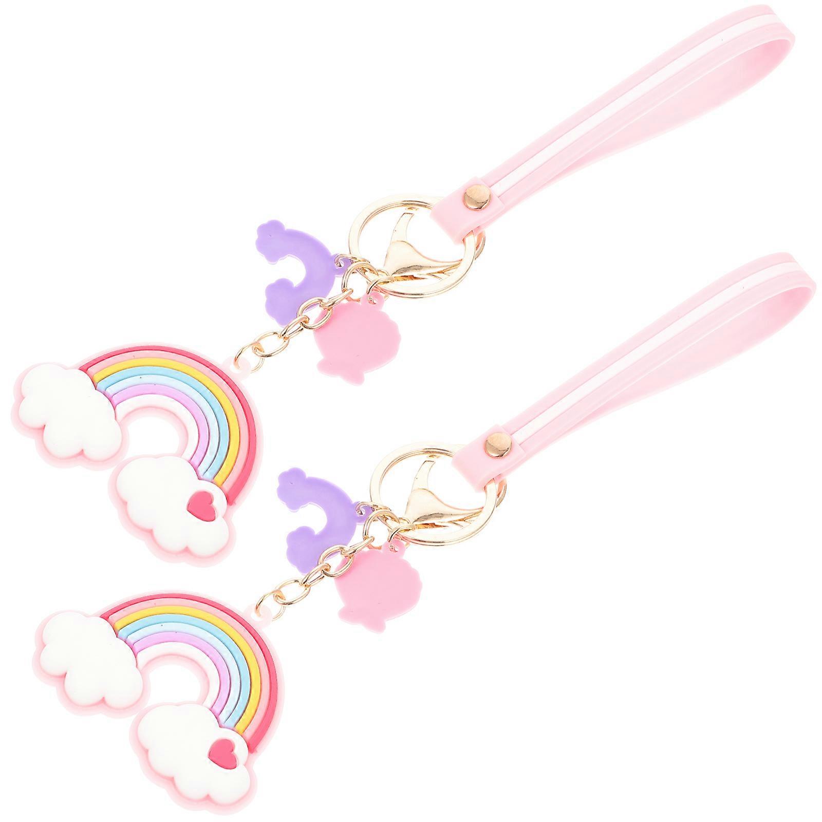 Rainbow Key Chains Key Pendants for Outdoor Activities Metal Multi Color Bag Decoration 2Set