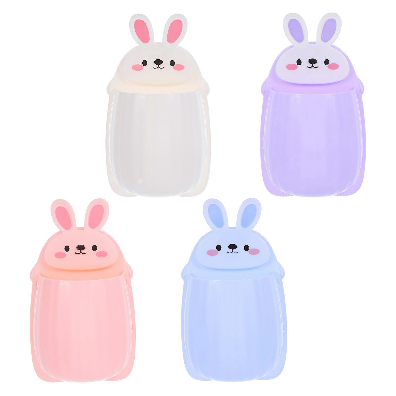 4pcs Cute Bunny Wall Mounted Storage Shelves, Compact Floating Organizer Bins for Bathroom, Kitchen, Toilet, Space Saving Rabbit Design, Easy