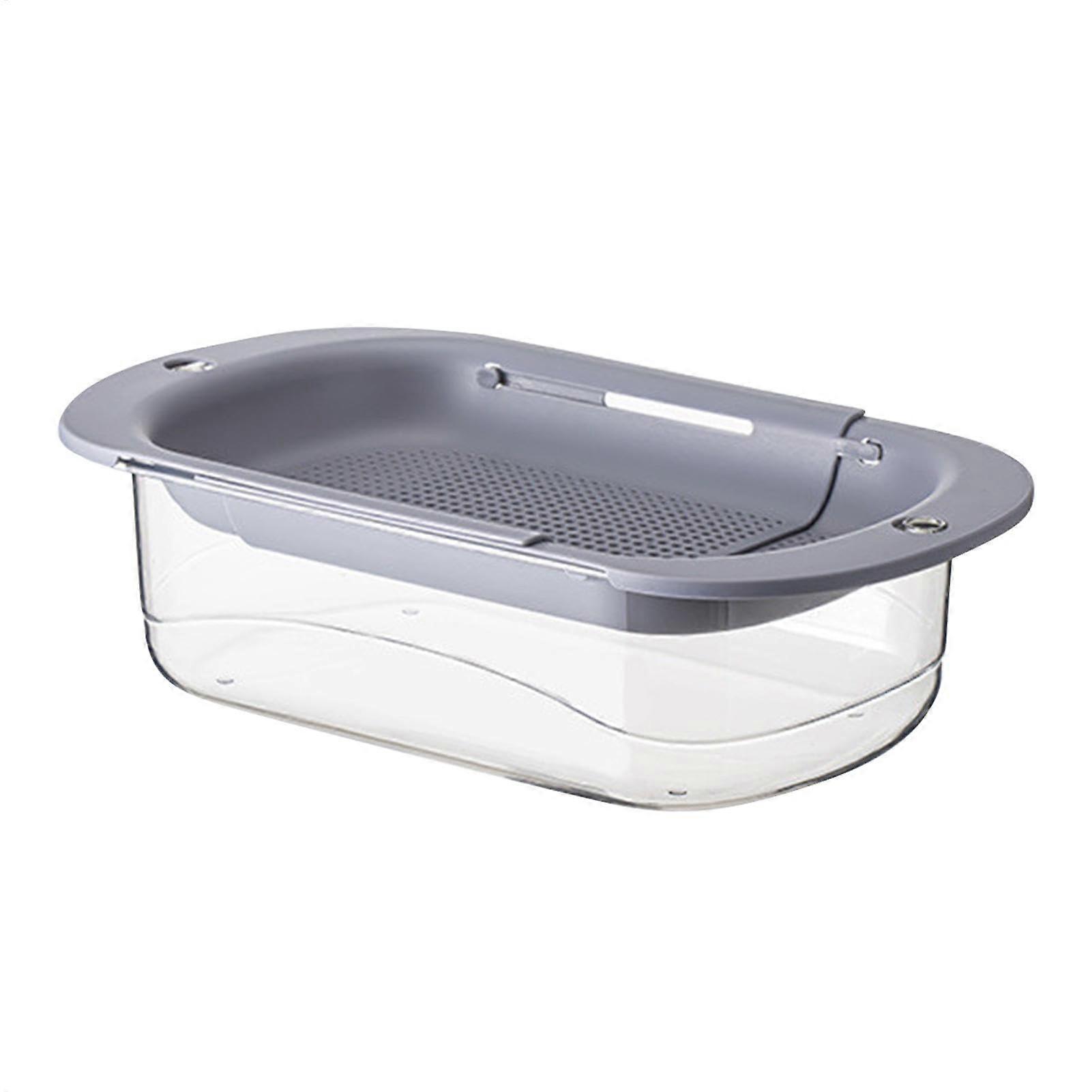 Over The Sink Colander, DoubleLayer Extendable Vegetable Sinks Wash Drain Basket, Washing Basket for Cleaning Washing Mixing Double Grey