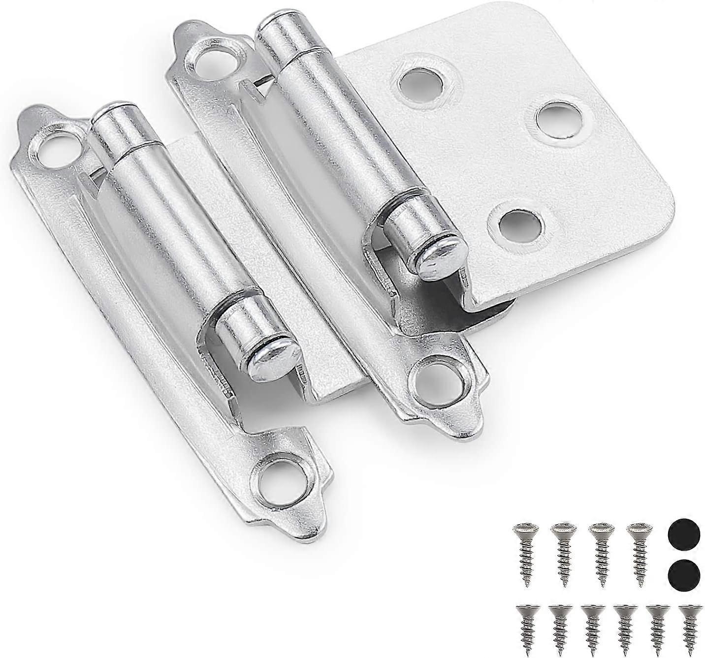 50 Pack-25 Pairs 1/2" Overlay Cabinet Hinges, Polished Chrome Self-Closing