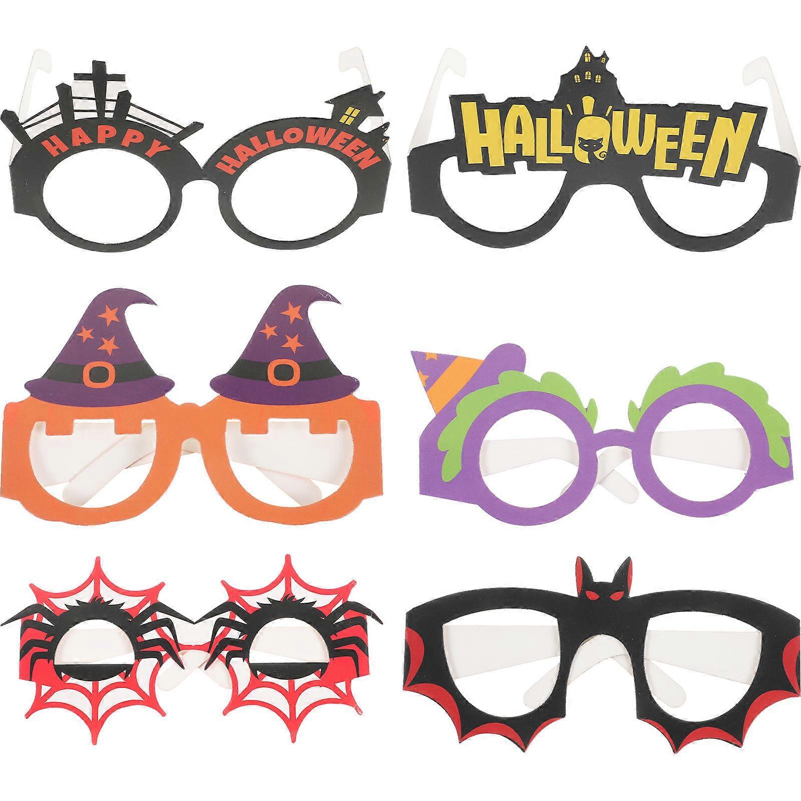 Halloween Party Supplies Paper Glasses for Decor Assorted Color Novelty Eyewear 6 Pcs