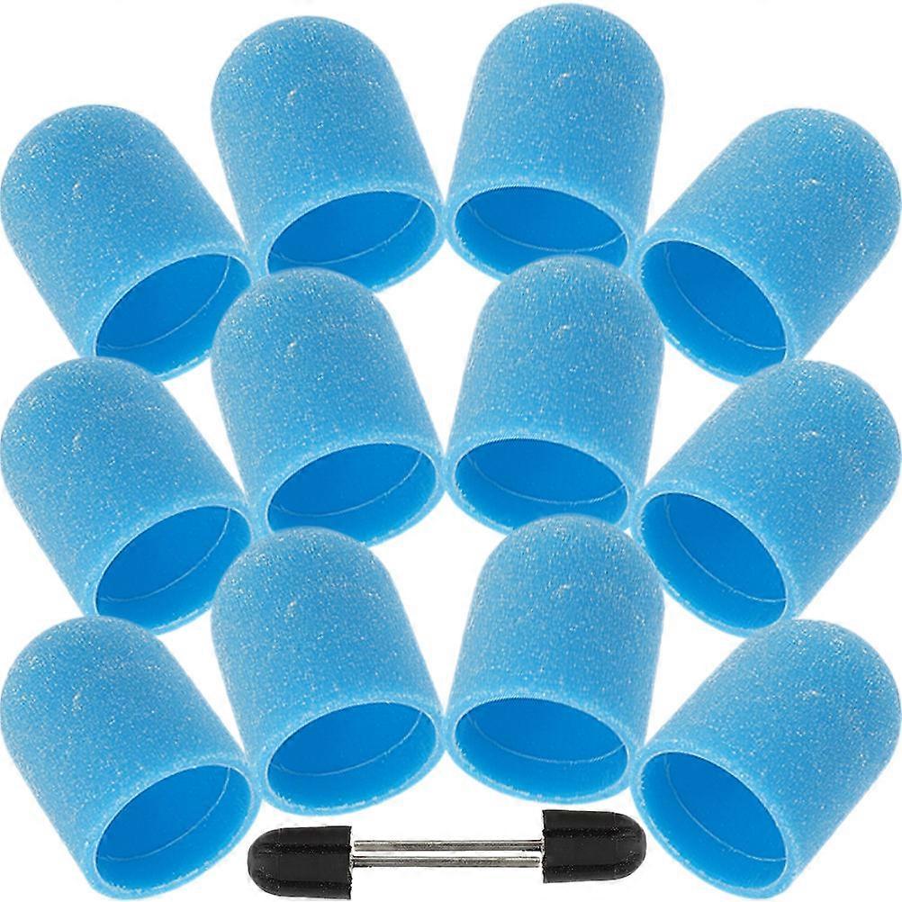 Nail Polishing Tool Sanding Cap Personal Use Sky-Blue 2x15cm Trimming Nails 1Set