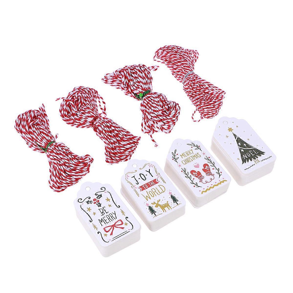 Festive Hanging Labels Merry Christmas Gift Tags for Home Decoration Rectangular Design 50Pcs 4Packs