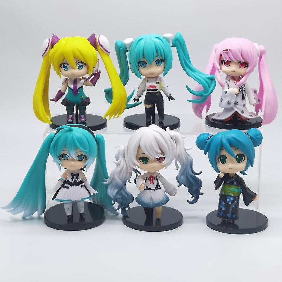 6pc 10cm Anime Hatsune Miku Action Figure PVC Model Toys. 2nd generation
