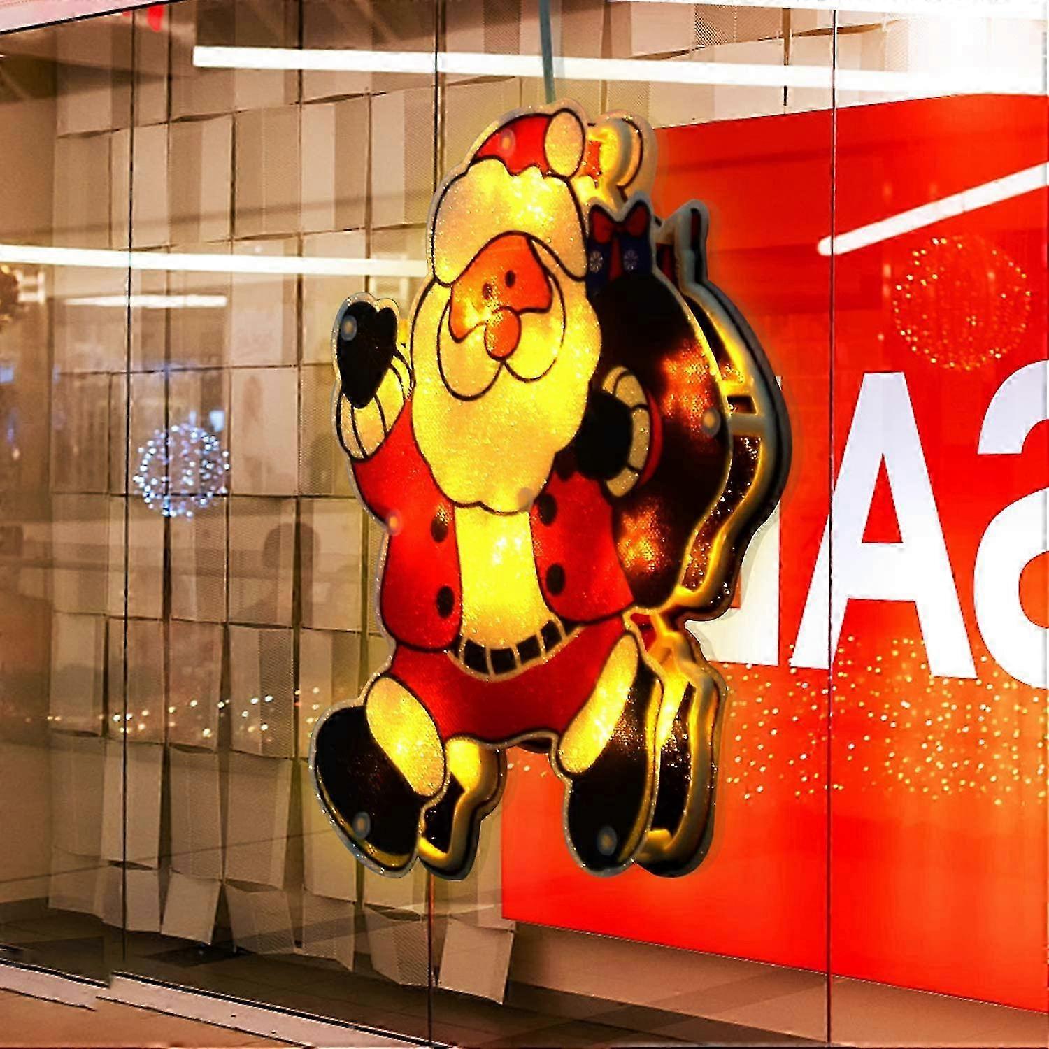新年の魔法:LEDウィンドウ吸盤バッテリーボックスクリスマスウィンドウデコレーション、冬のワンダーランドパーティー用品のためのサンタクロースオーナメント