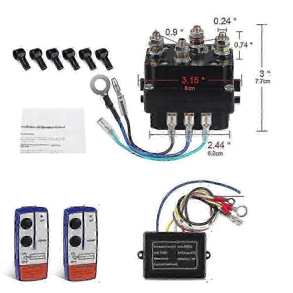 12V 500A 高清接触器绞盘控制电磁阀双无线遥控套装恢复