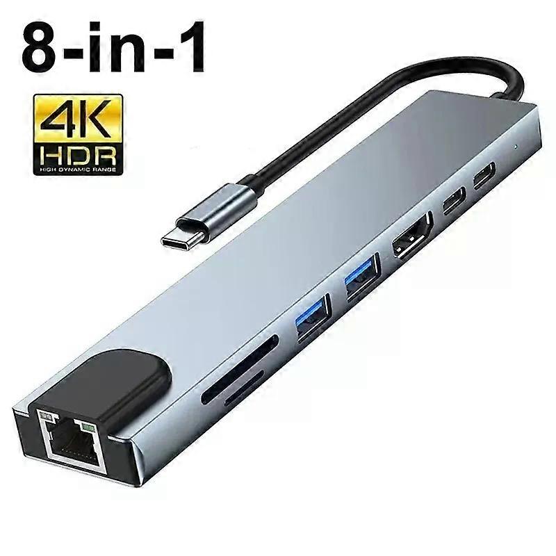 8 in1 USB C HUB 30 Type C Splitter 4K Docking Station Laptop Adapter PD SD TF For Macbook Air M1 iPad Pro RJ45 HDMI-Compatible