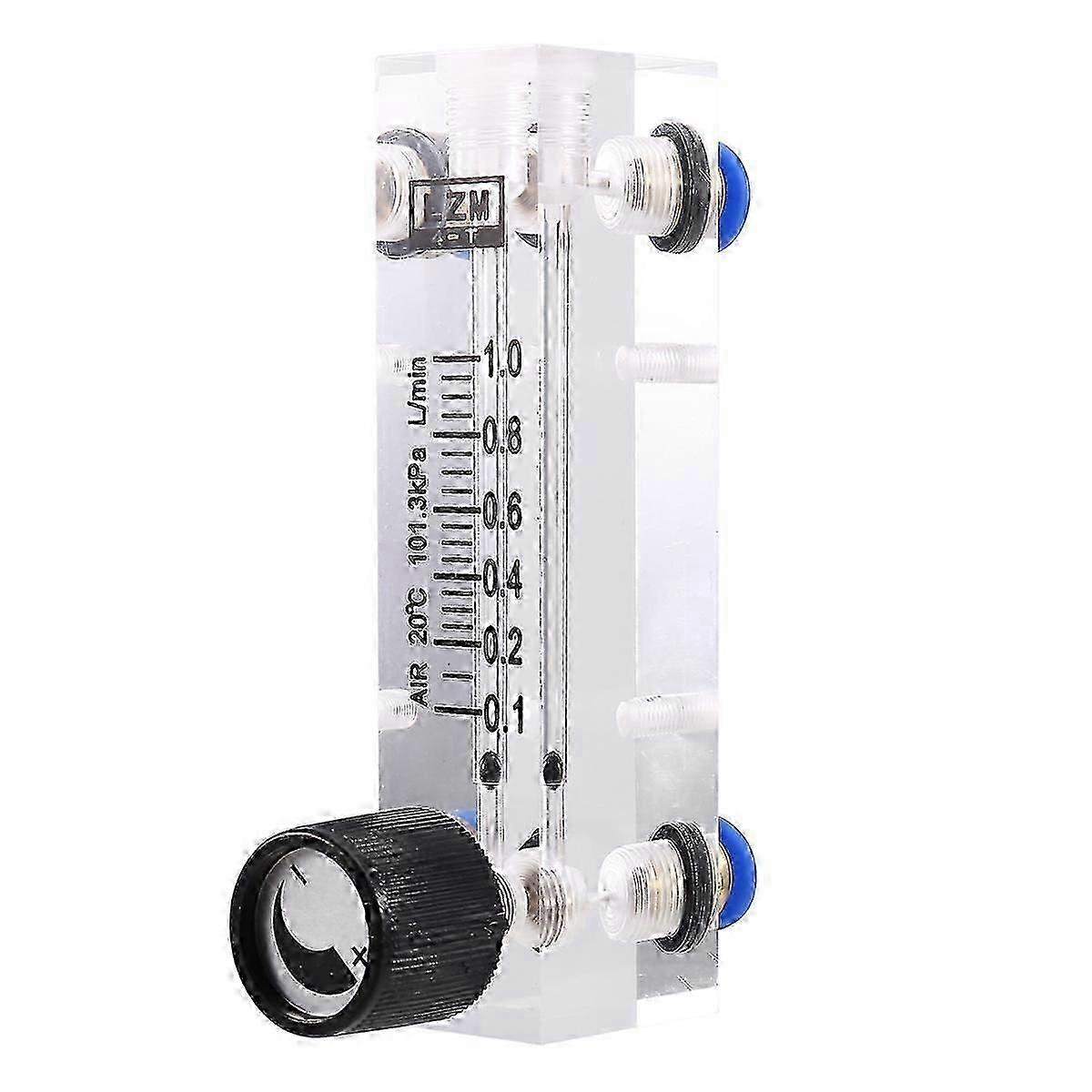 4T 0.1-1L/MIN Acrylic Variable Area Flow Meter Adjustable Panel Mount Gas Rotameter Air Flow Rate Co