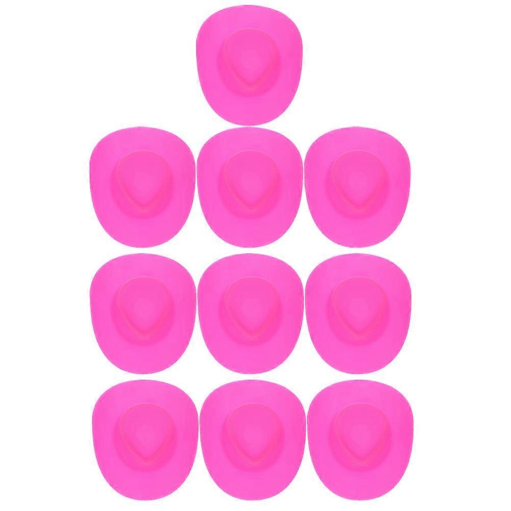Mini Western Cowboy Hat Pink Plastic Hat for Decorating 30Pcs