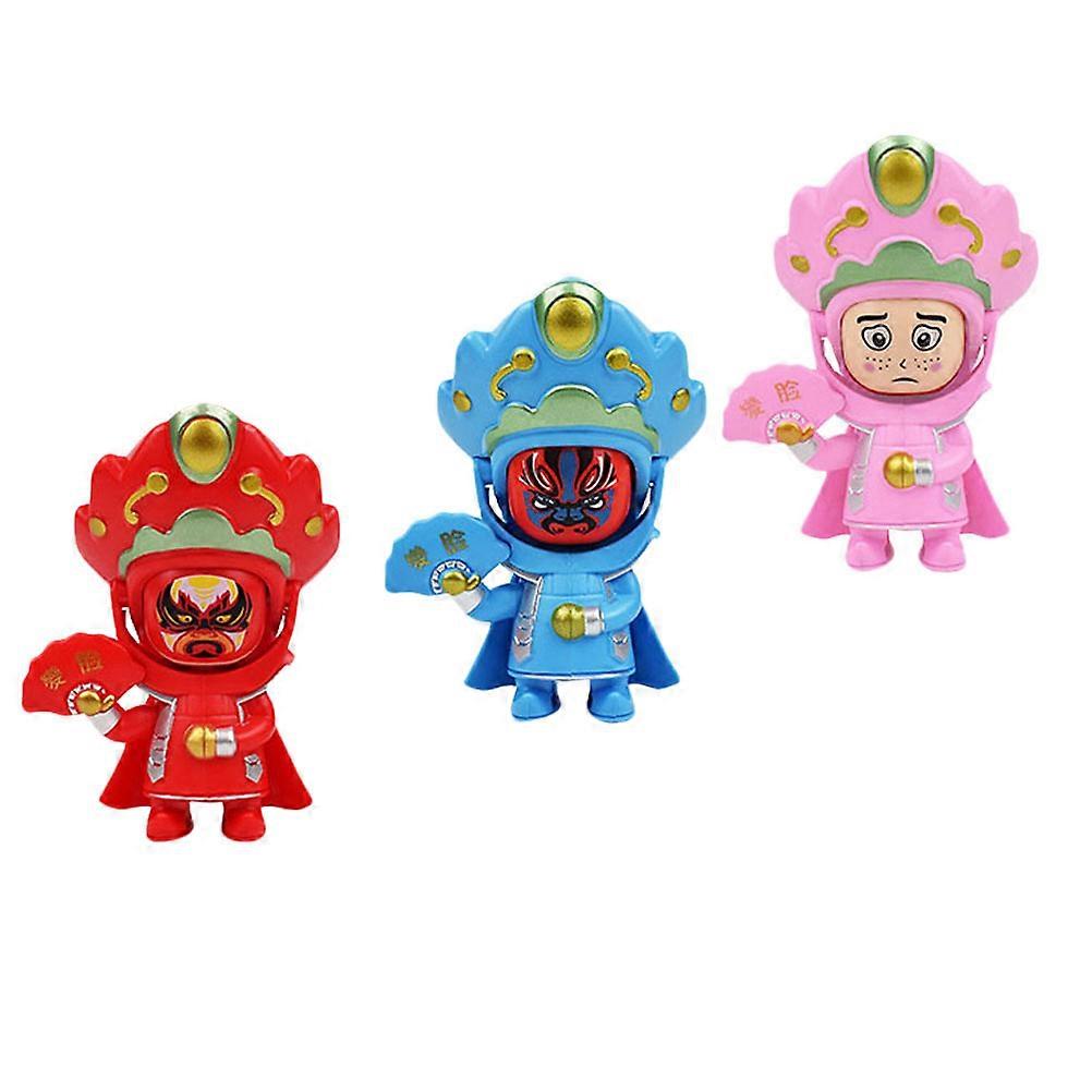 Creative Toy Sichuan Opera Face Doll Gift for Children Pvc Assorted Color with Face Changing Function 3Pcs