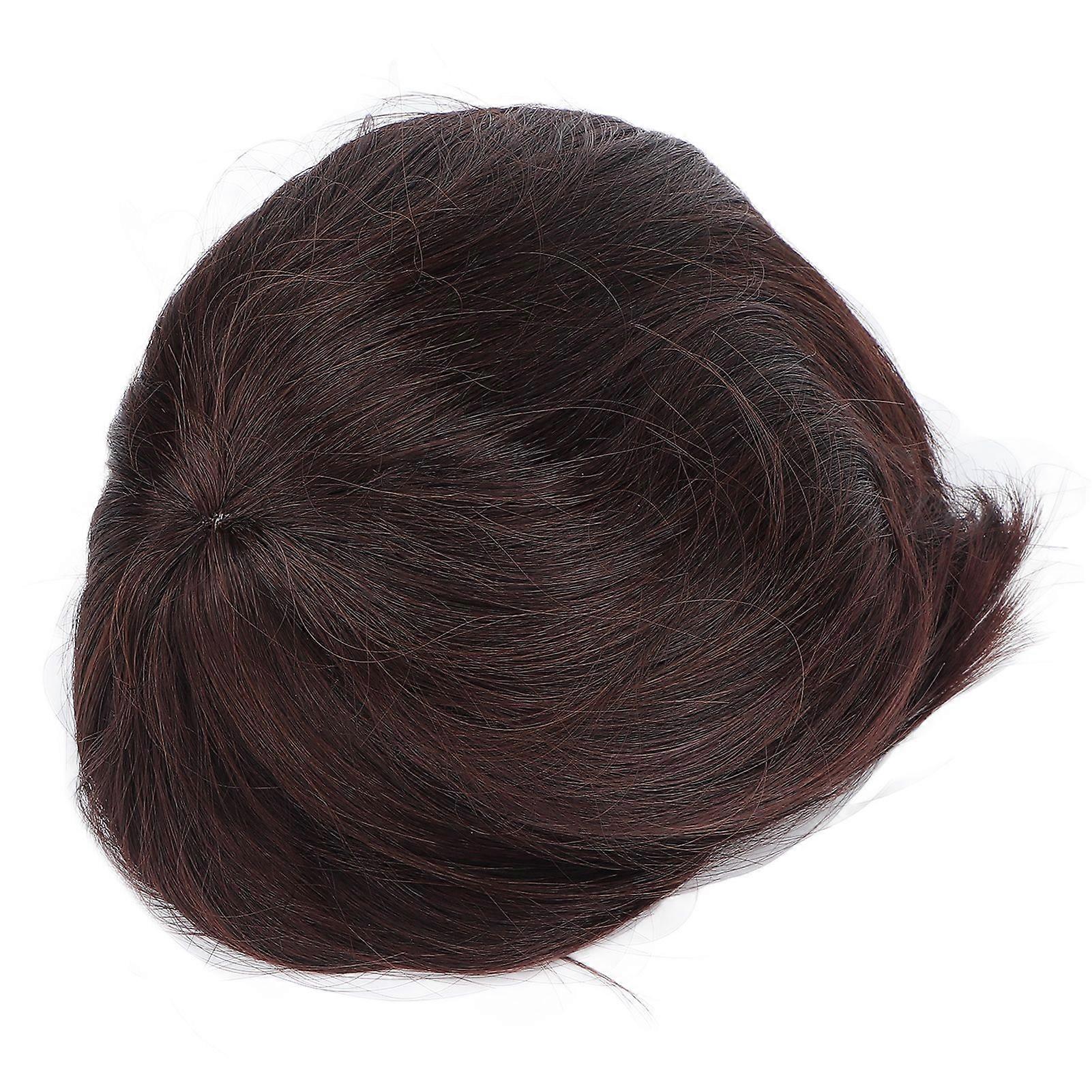 Woosien Men Short Dark Brown Wig Male Short Straight False Hair Full Wig for Halloween Party Cosplay