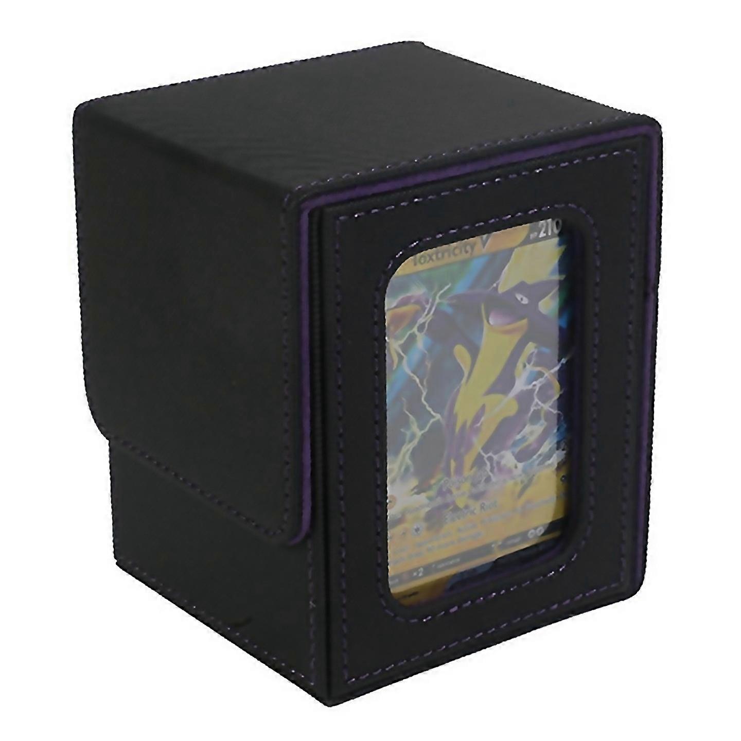 For 100 Game Card Box Card Storage Box Plaidblack Purple