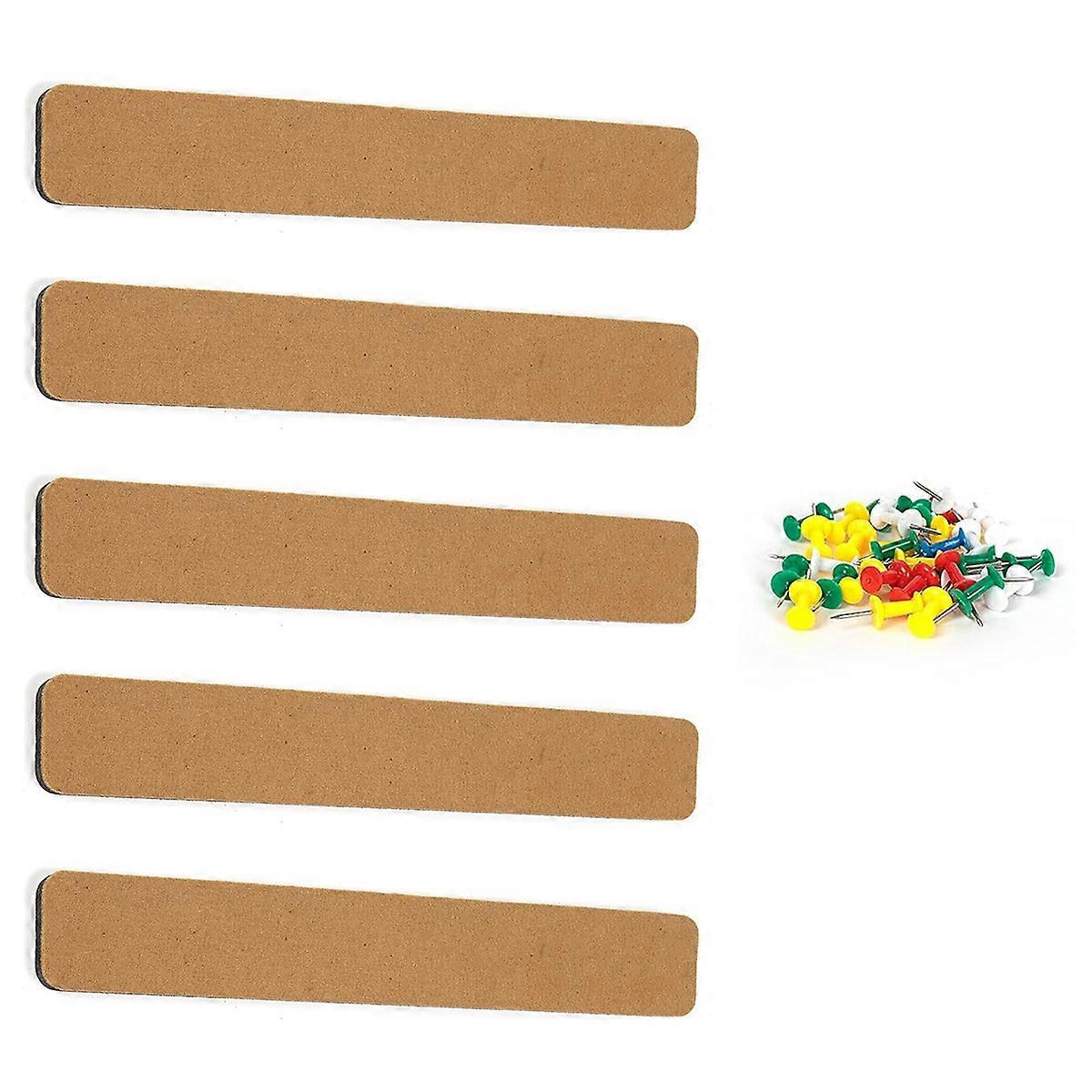 Felt Pin Board Bar Strips Bulletin Offices Home Wall Decoration, Notice Board Self Adhesive Cork Board with 35 Push Pins