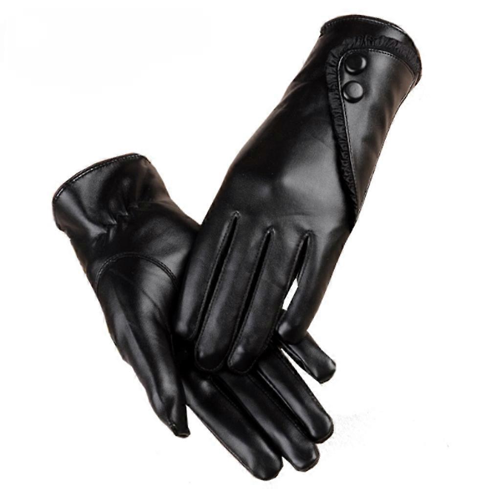 Fashionable leather inner warm touch screen gloves