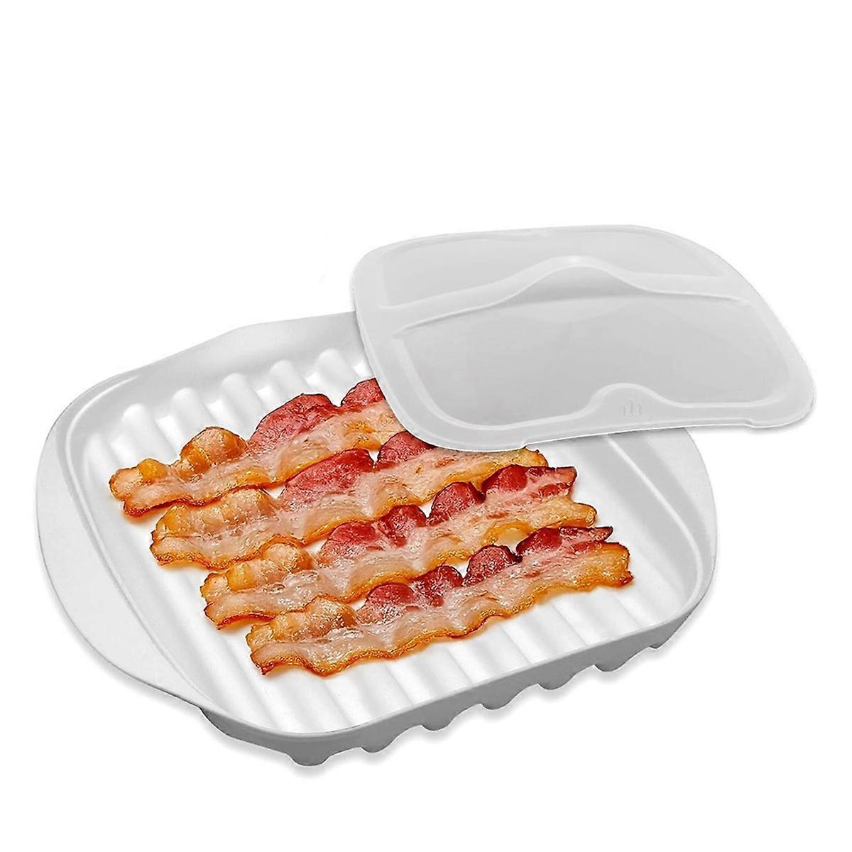 Microwave Bacon Cooker Tray, Microwavable Bacon Grill with Splatter Lid, Make Crispy in Minutes