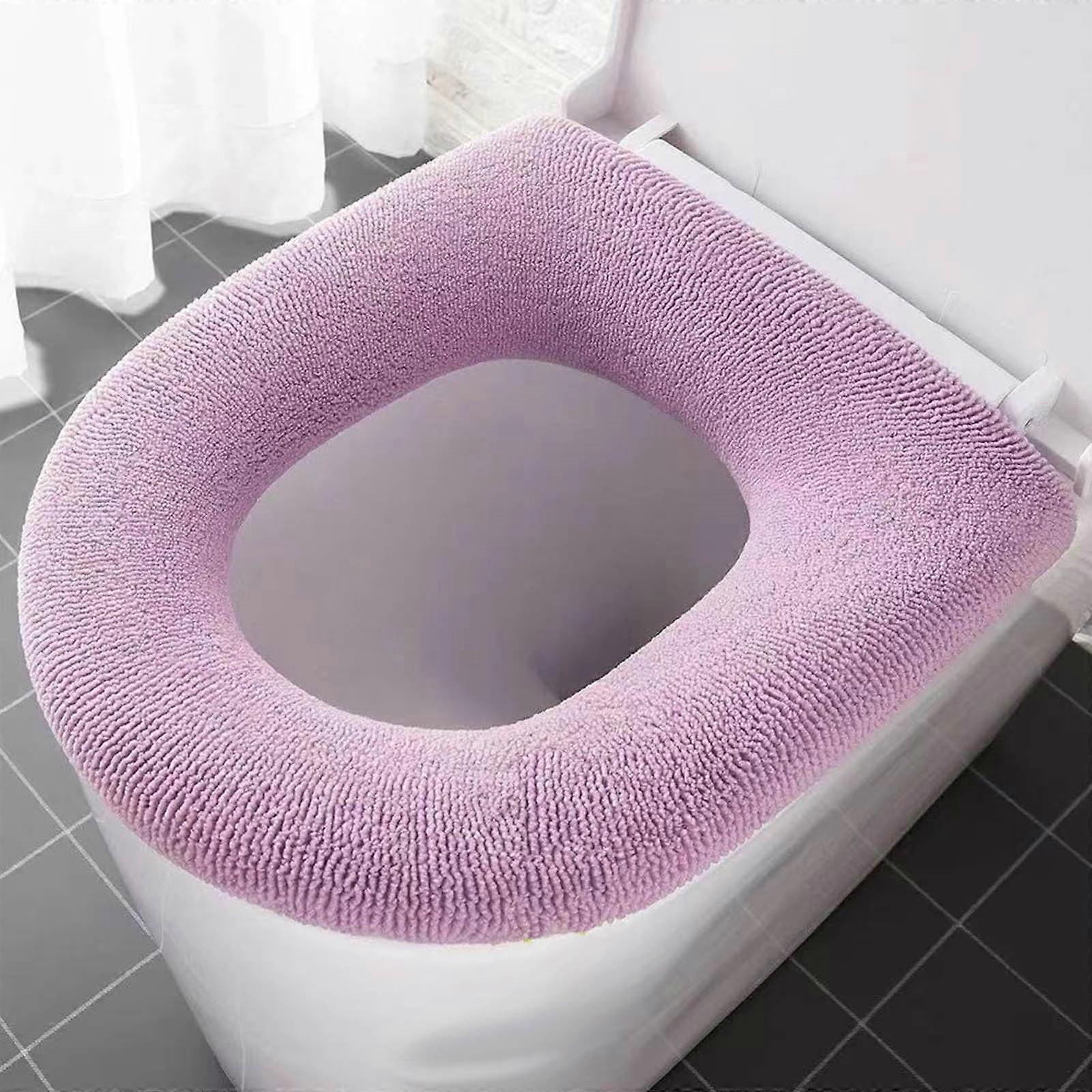 Ycandiee Thicker Soft Warm Toilet Seat Cover Pads - Stretchable Washable Fiber Cloth, Easy Install Comfortable Lid Cushion (Knitted Style)