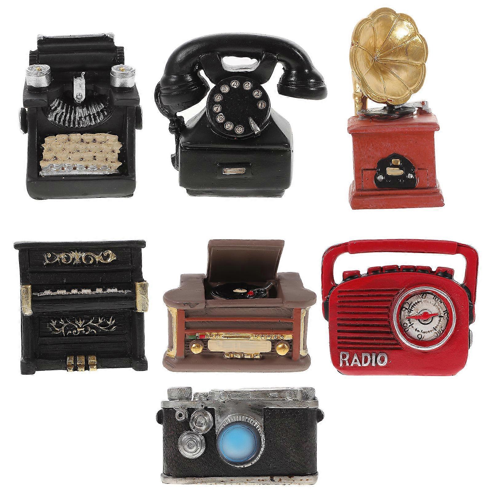 Miniature Radio Doll House Accessories for 14Pcs Retro Simulation Decor