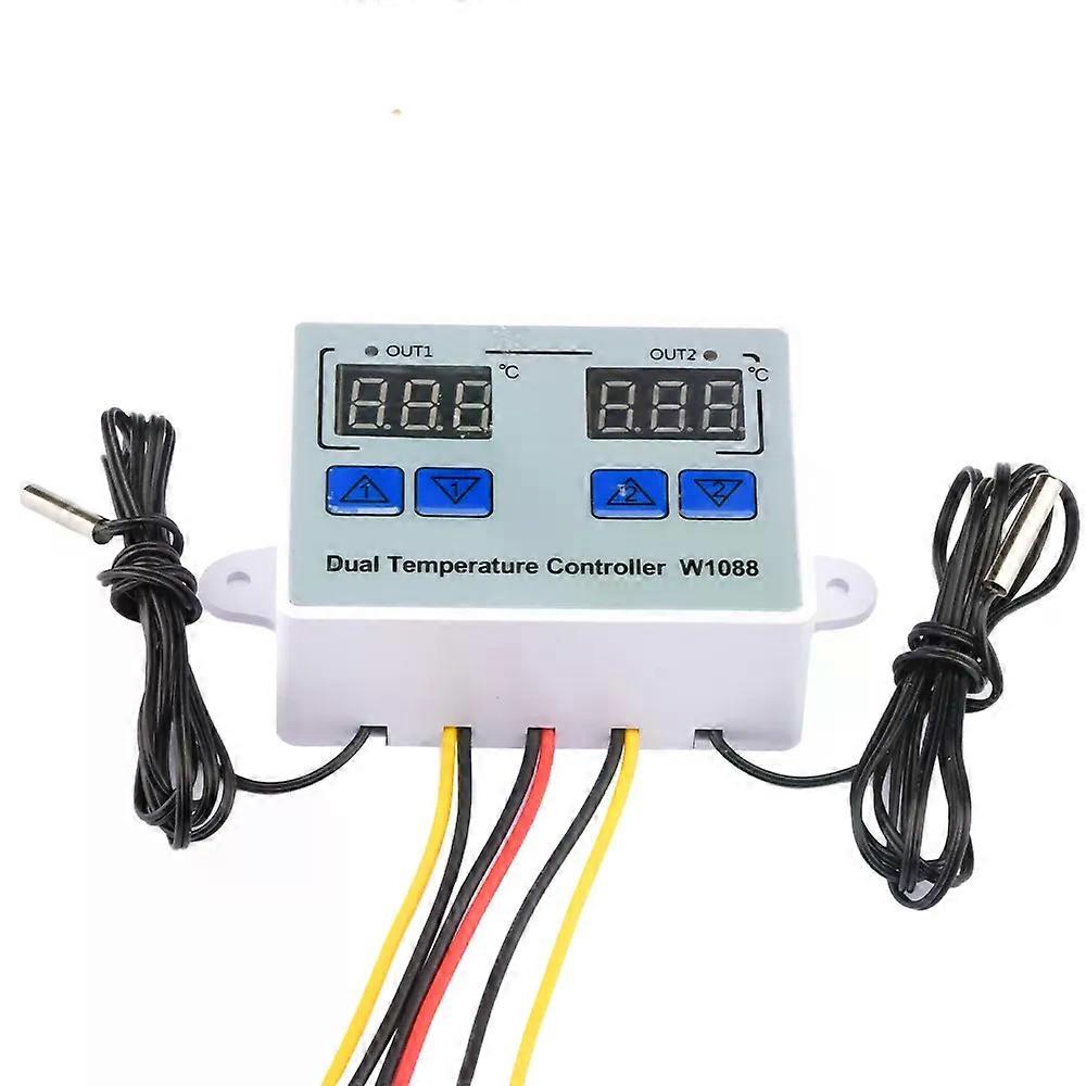 W1088 Computer Dual LED Digital Temperature Sensor Meter Controller Electric Heating Thermostat 12V Thermoregulator