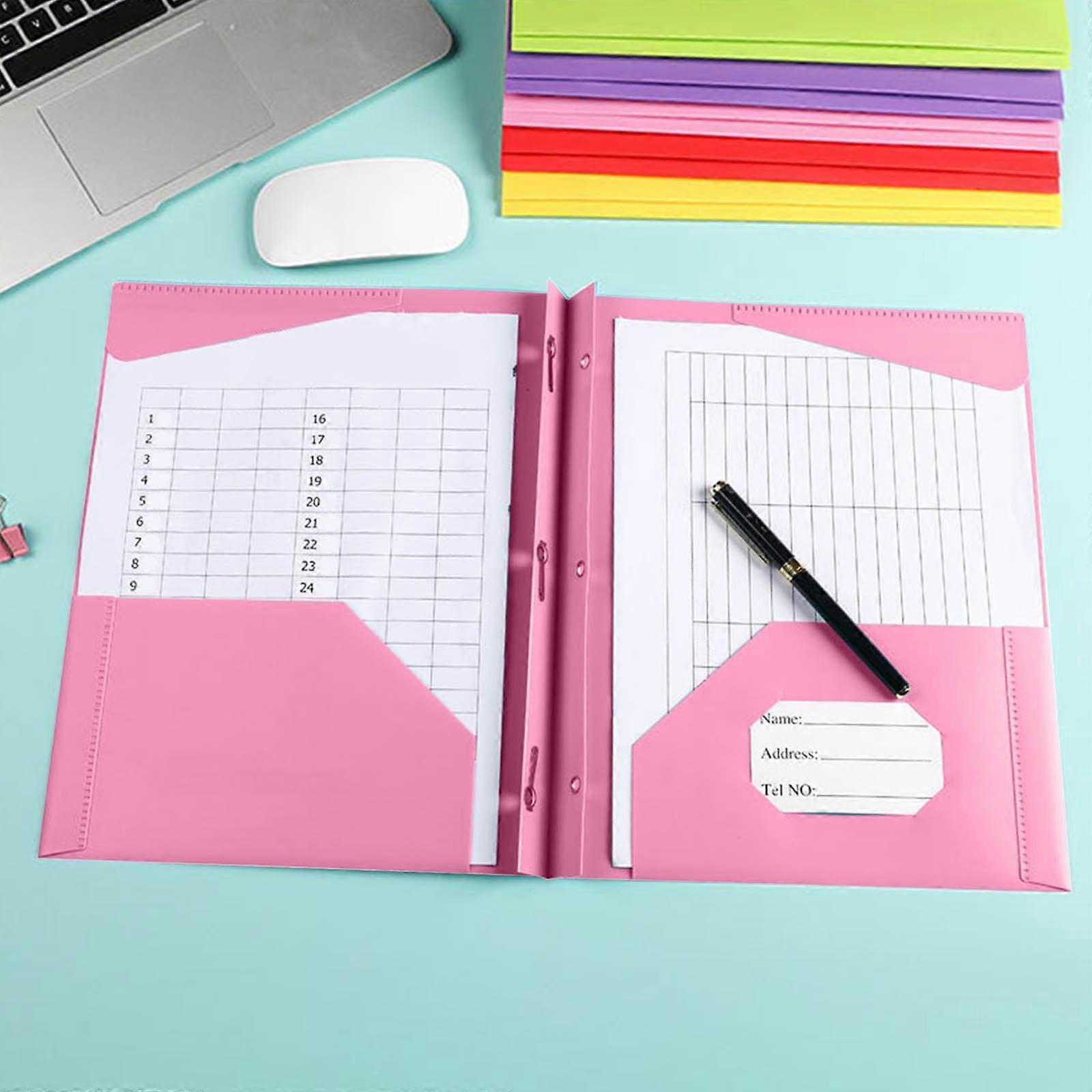 SNGMN Heavy Duty Plastic Letter Size Folders with Pockets for Office and School Documents (Pink)