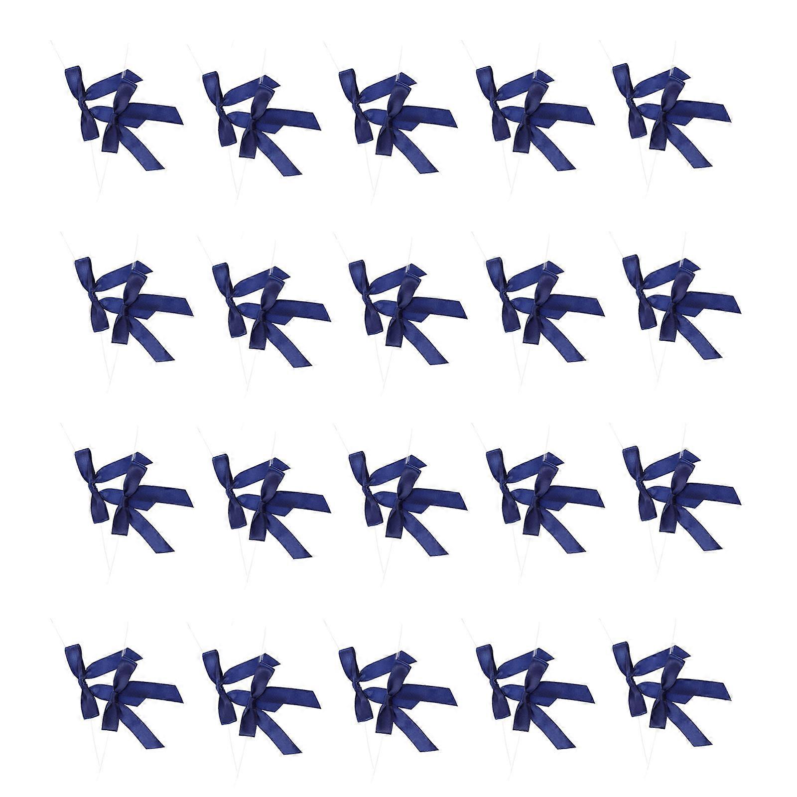 Polyester Bowknot Ribbon for Decor 100Pcs Navy Satin Bow-Knot Ribbon Bows