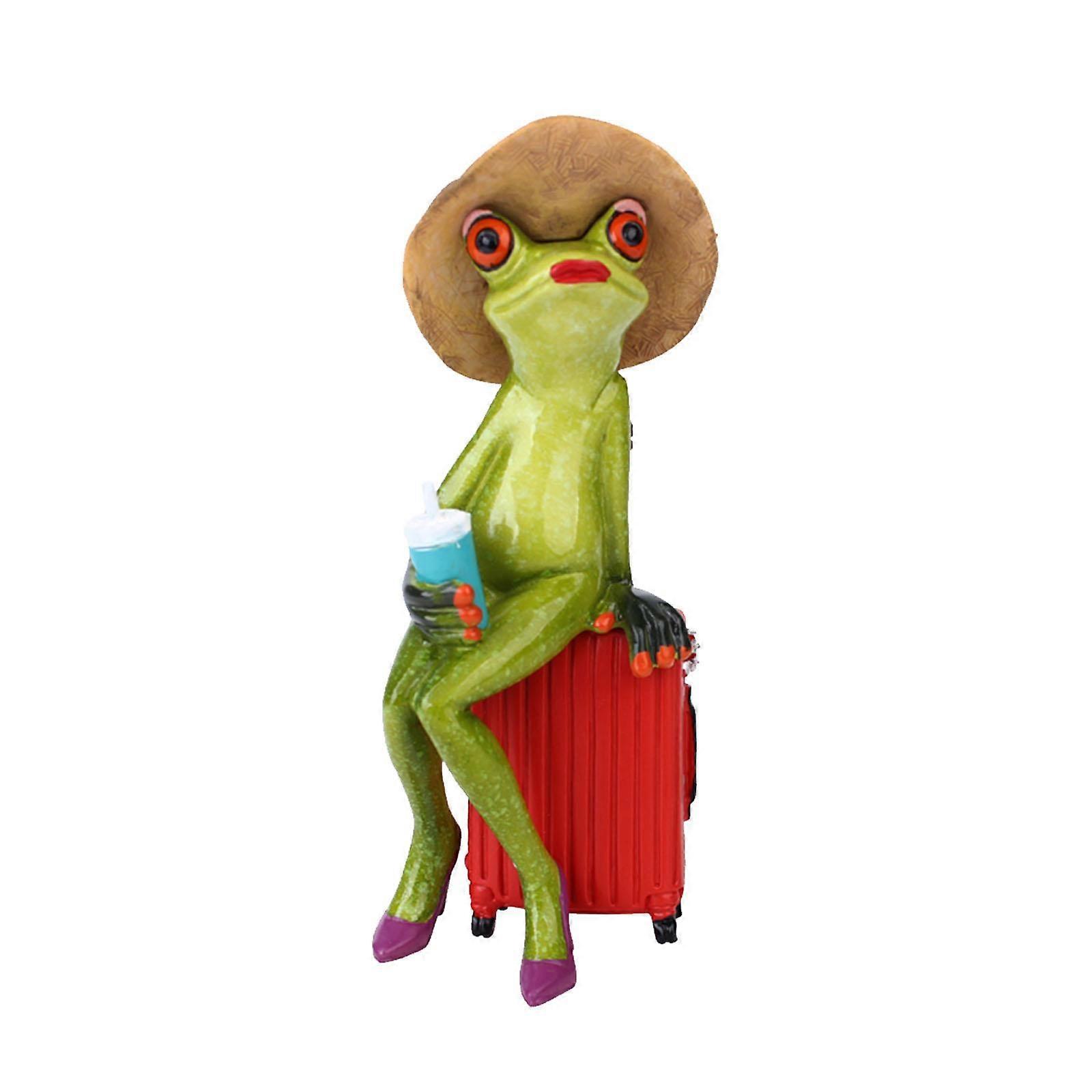 Frog Statue Cartoon Desktop Ornament for Table Centerpiece Bookshelf Bedroom