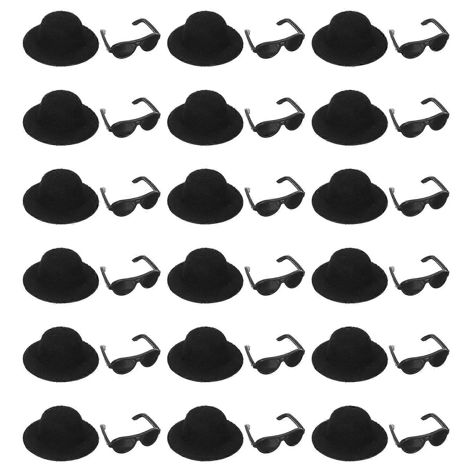 4 Sets Of Black Miniature Hats Designed As Formal Doll Accessories Perfect For Creative Toy Decoration And Hair Styling