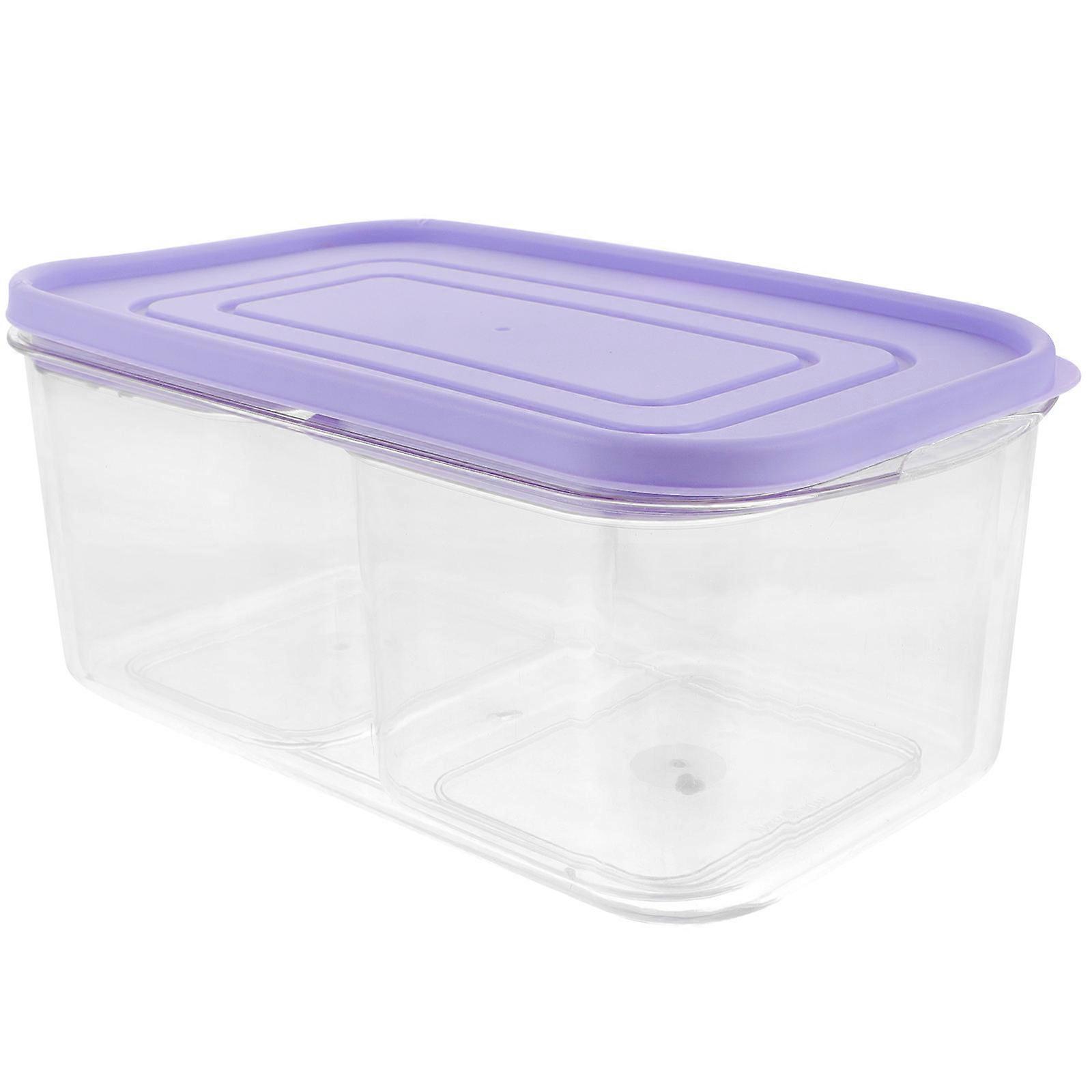Food Storage With Lids 3Pcs Rectangular Produce Containers For Refrigerator Organization Purple Stackable Design