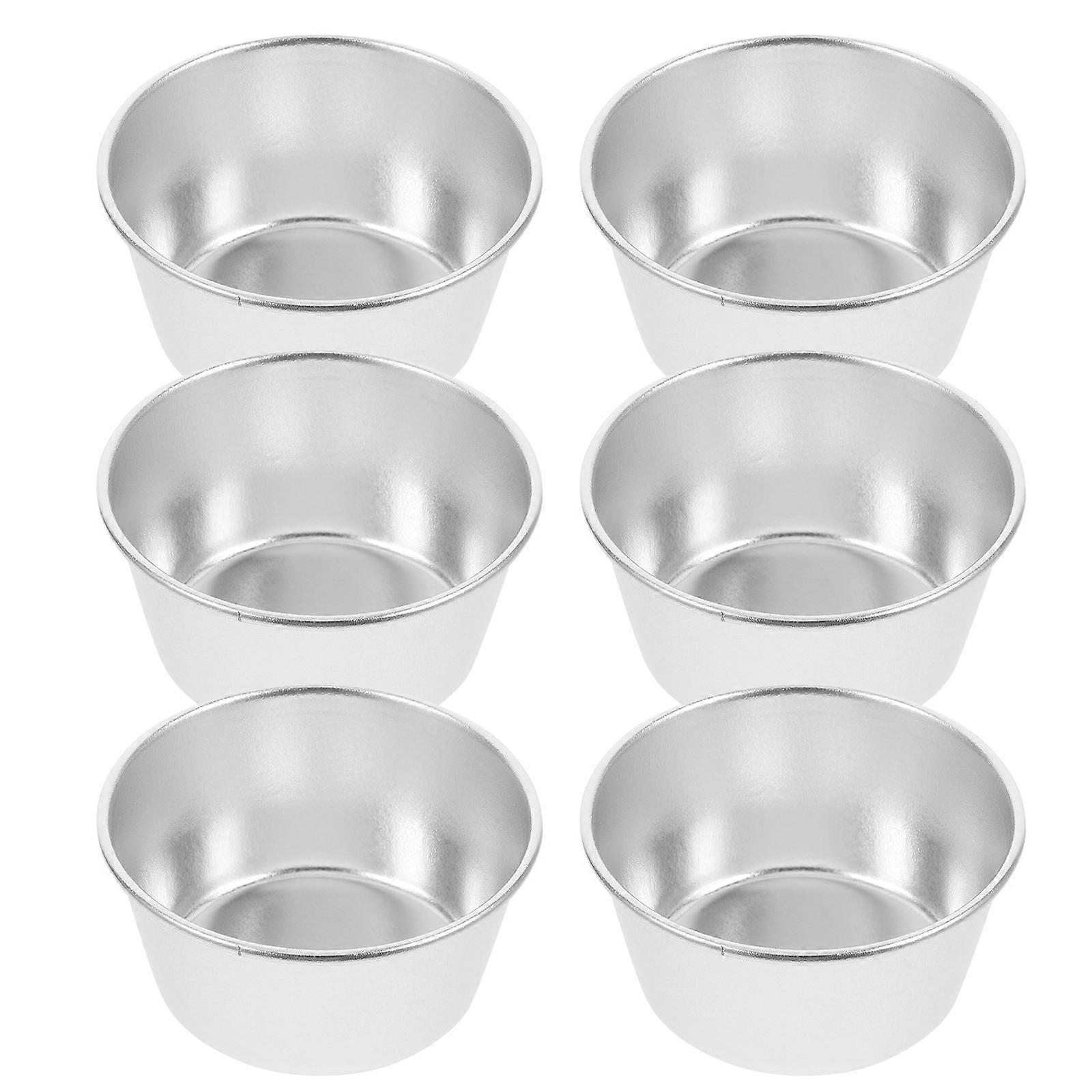 Round Non-stick Pudding Baking Cups 12 Pcs Heat Resistant Suitable For Party And Gift Giving Silver
