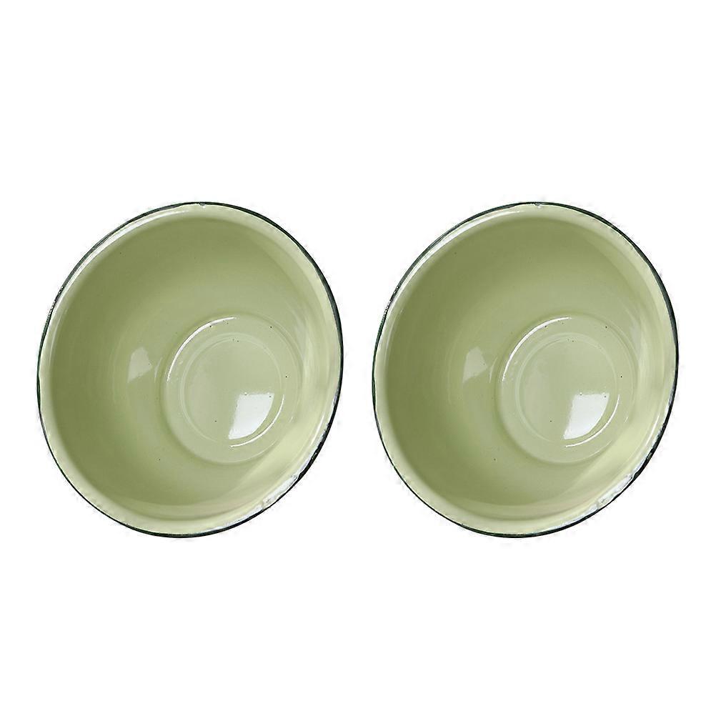 Retro Style Enameled Bowls Multi-Purpose Vintage Soup Bowls For 2Pcs