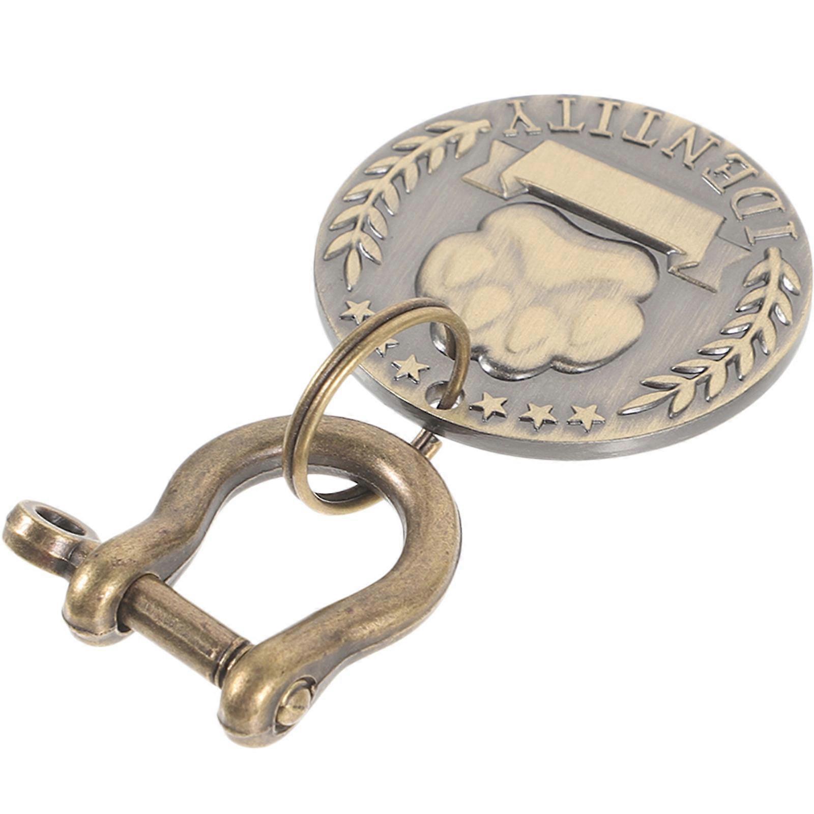 Cat Tag Zinc Alloy Pet Id Tag for Decoration 2Pcs Round Metal Name Tags