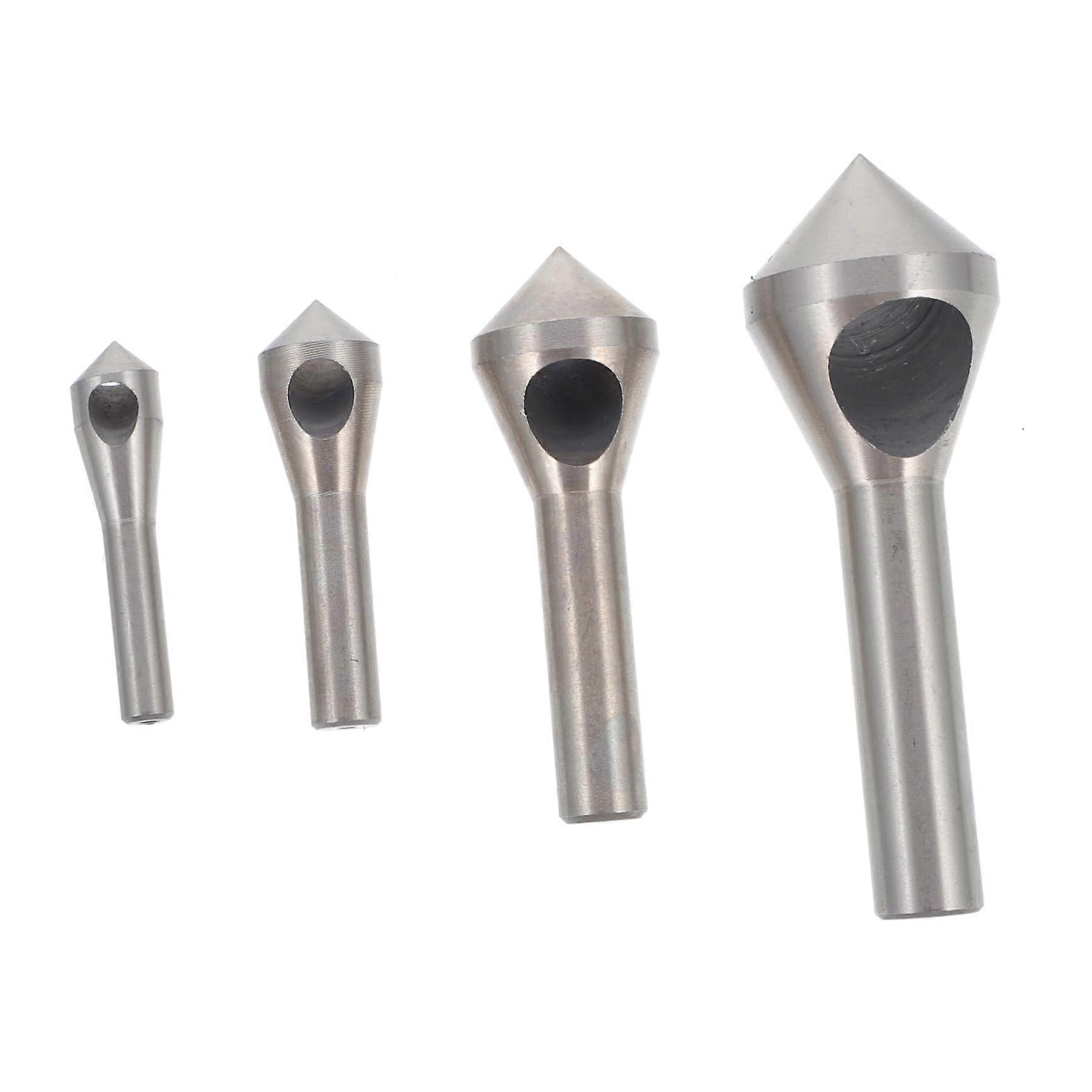 High Speed Steel Hole Deburring Tool Set - 4 Pcs Chamfer Deburring Bits for Wood, Plastic, Aluminum Drilling