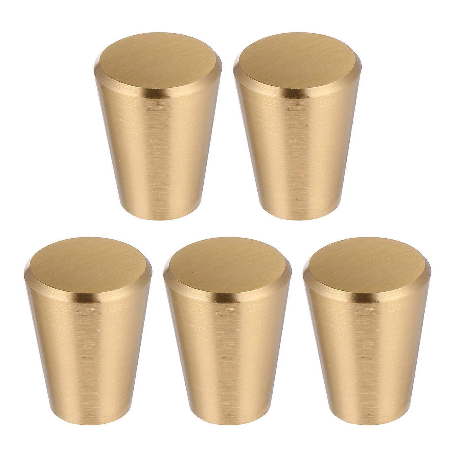 Real Wood Copper Drawer Handles for Door Use 5Pcs Classic Single Hole Knobs